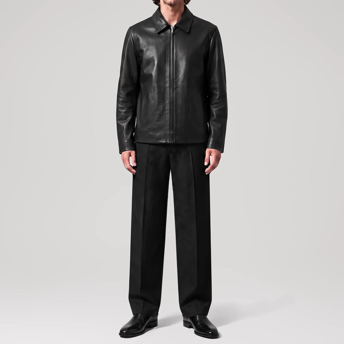 Nappa Nocturne Black Leather Jacket, front view