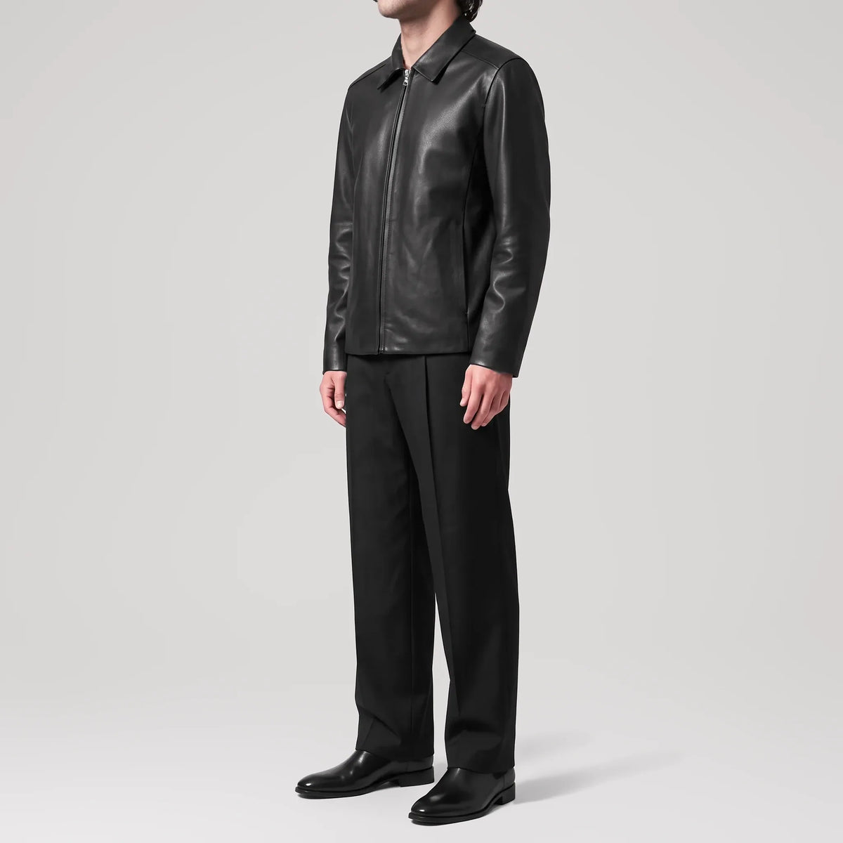 Nappa Nocturne Black Leather Jacket, side view