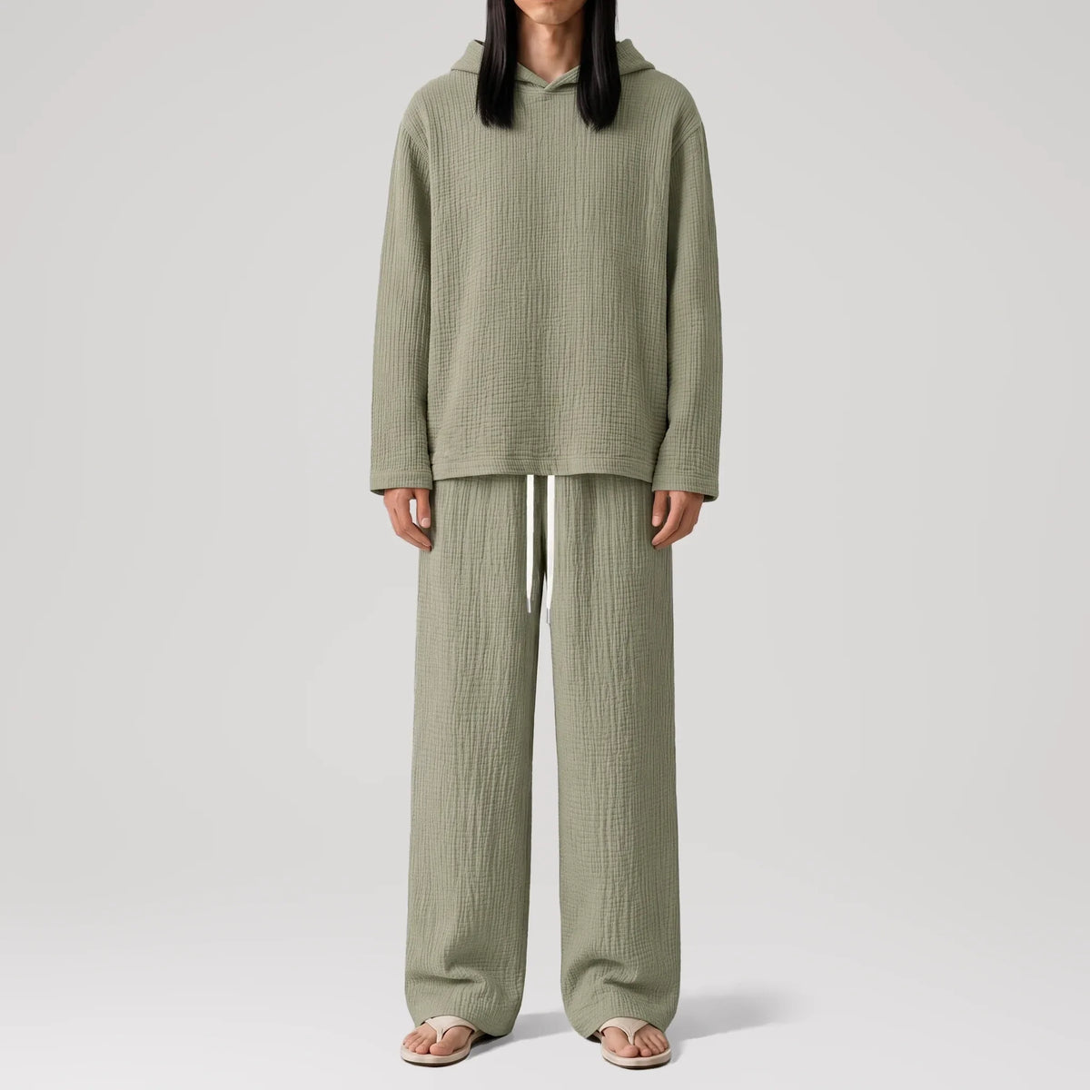 AngelWeave Khaki Gauze Hoodie, front view