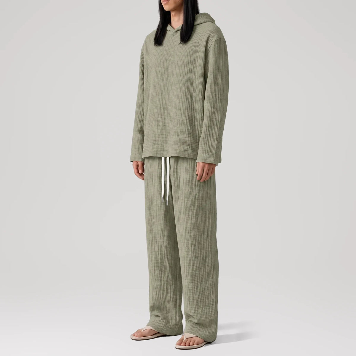 AngelWeave Khaki Gauze Hoodie, side view