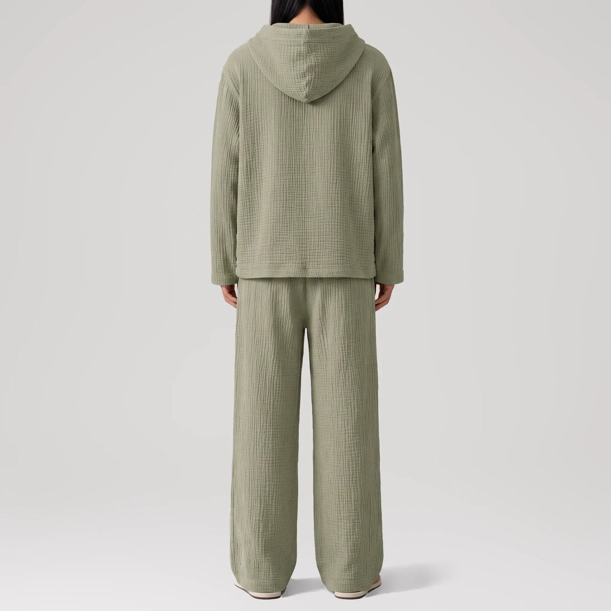 AngelWeave Khaki Gauze Hoodie, back view