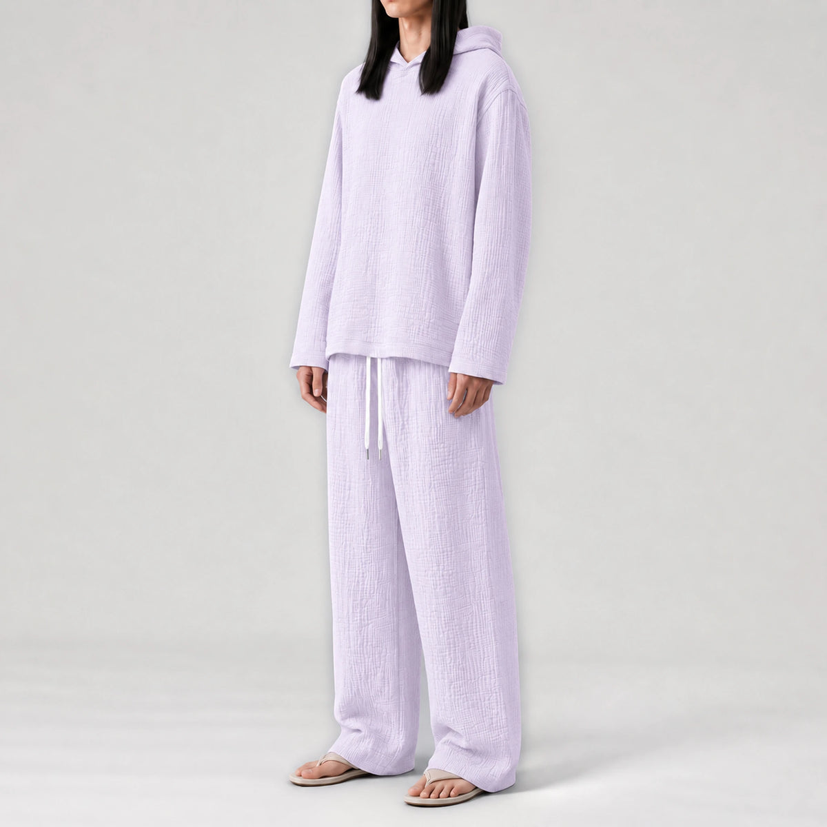 AngelWeave Lavender Gauze Hoodie, side view