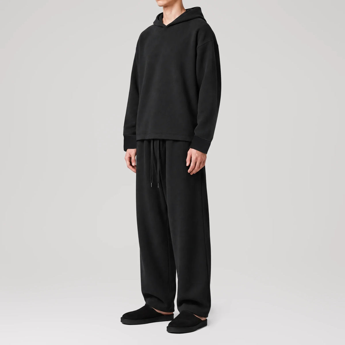 Heavyweight Endura Black Hoodie, side view