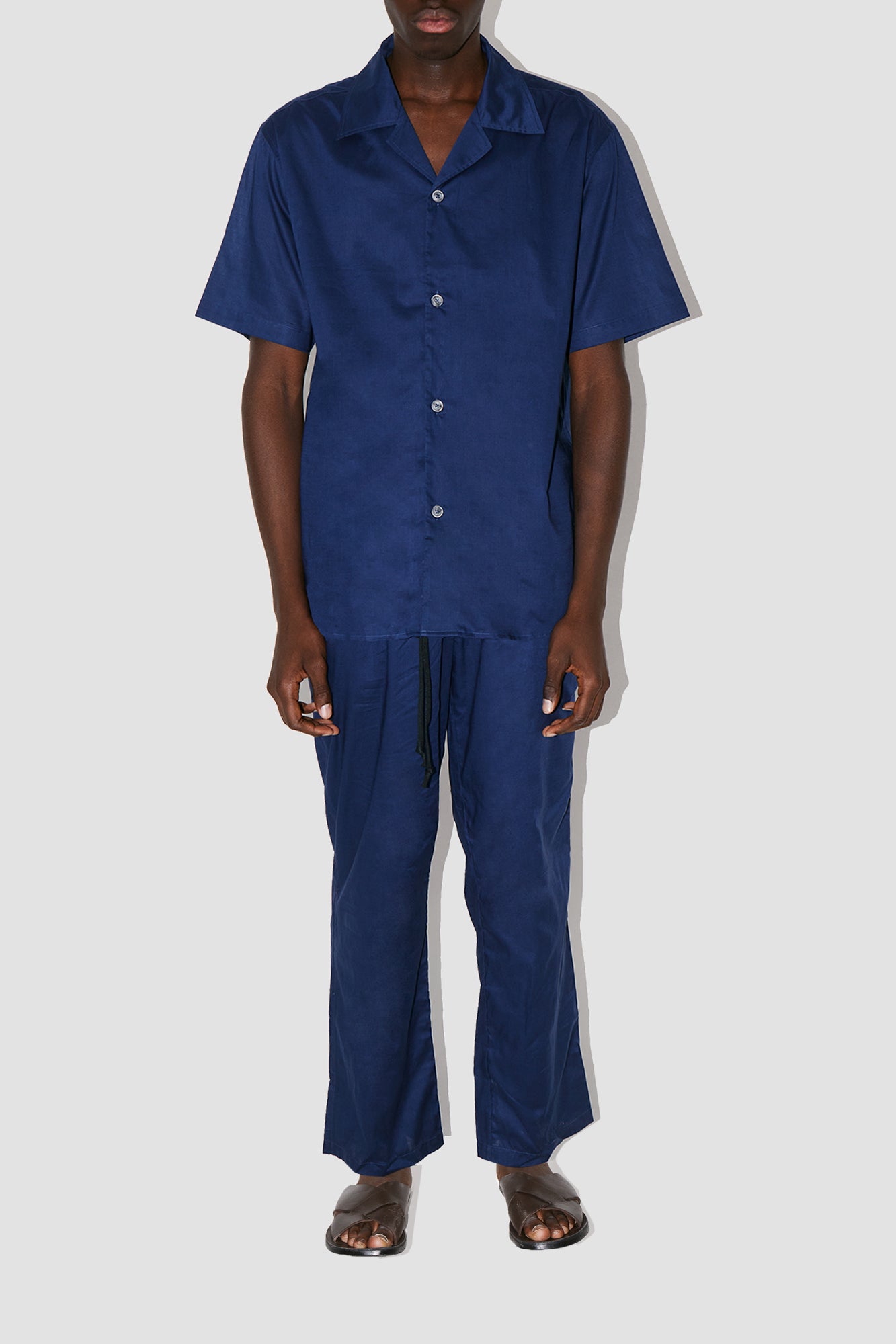 GizeFine Navy Satin Resort Shirt