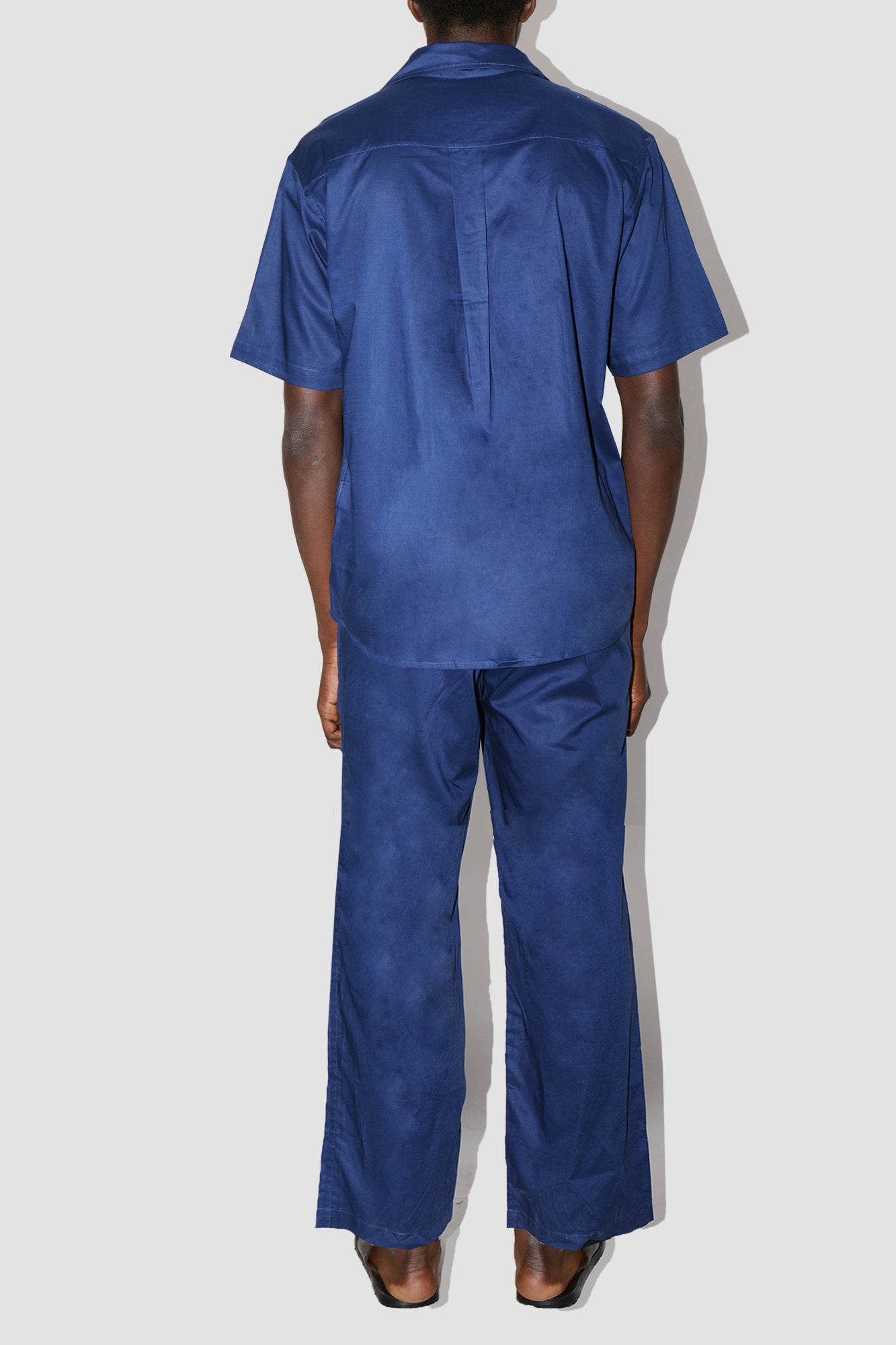 GizeFine Navy Satin Resort Shirt