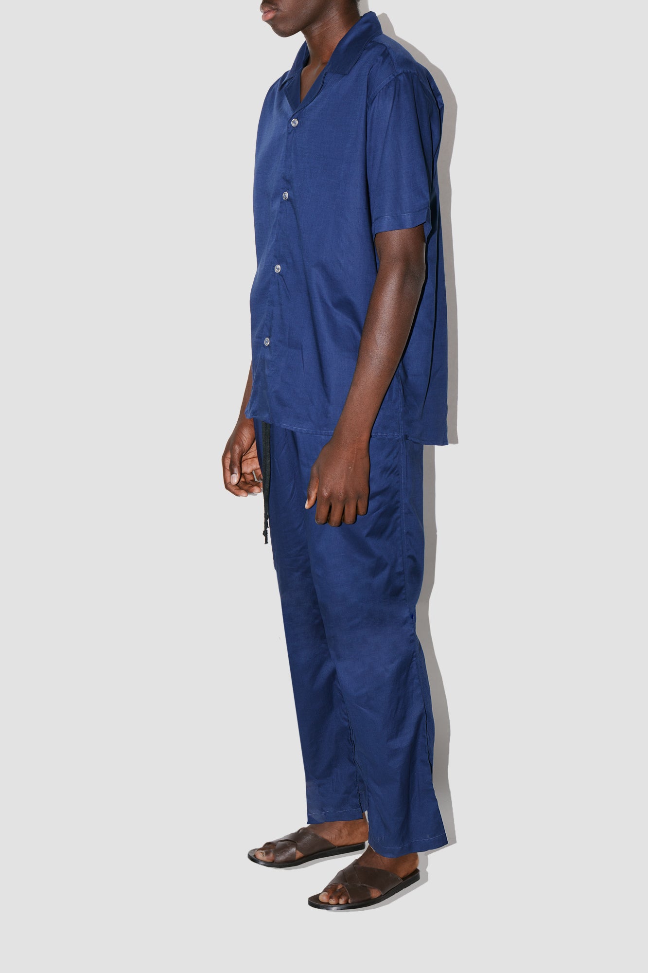 GizeFine Navy Satin Resort Shirt