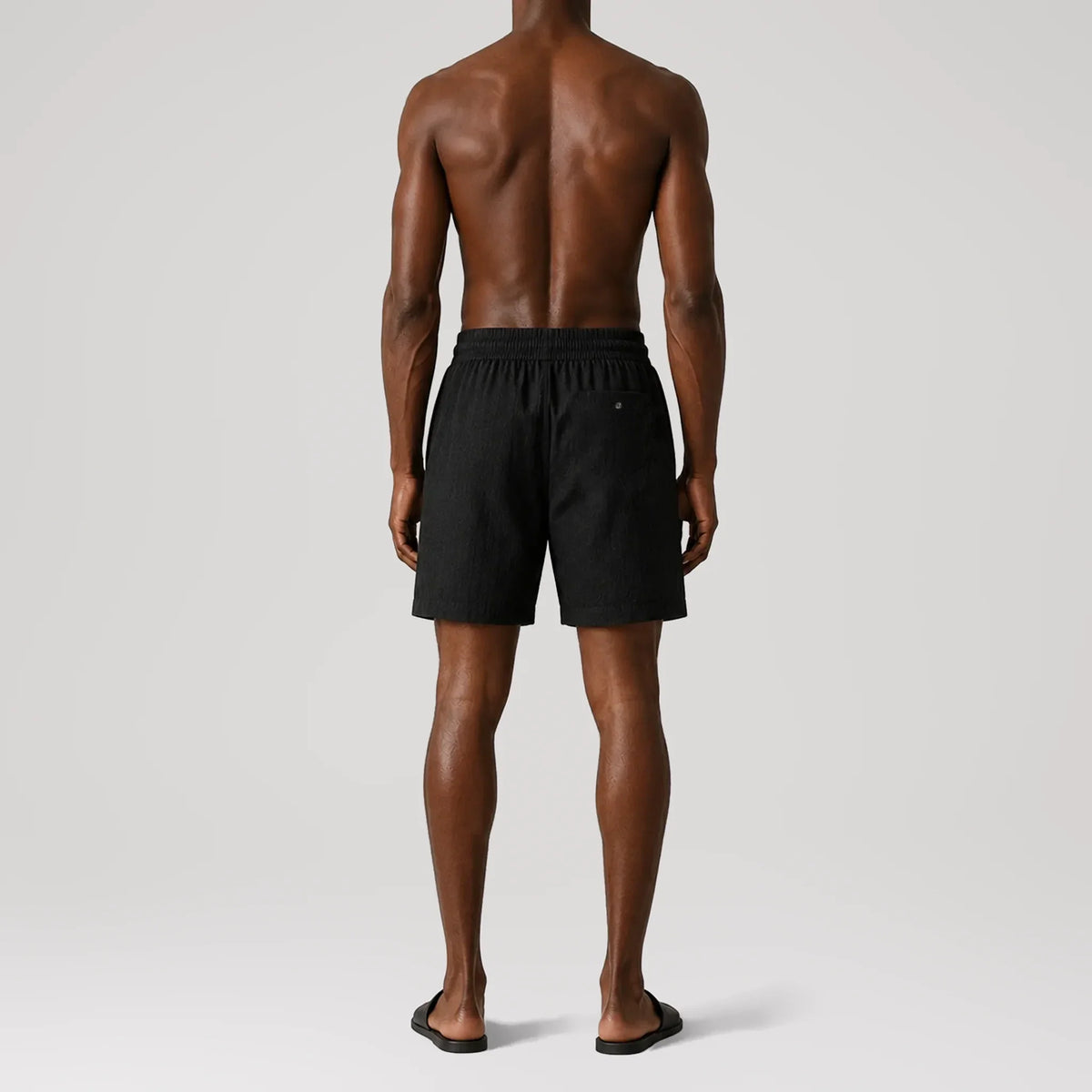TerraLinen Black Classic Shorts, back view