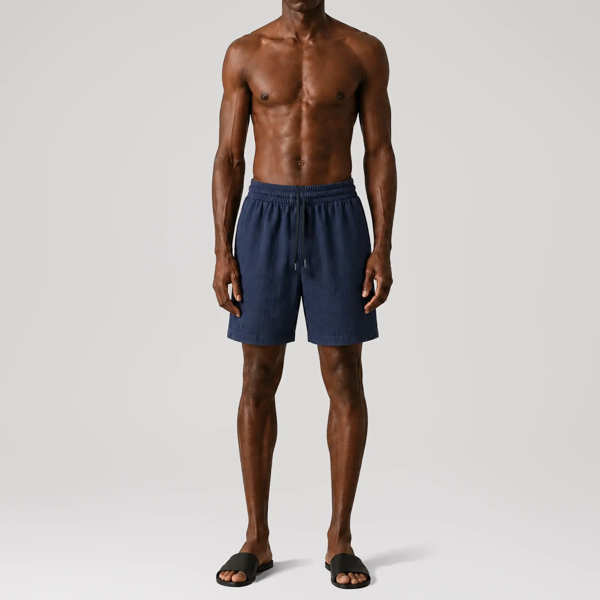 TerraLinen Indigo Classic Shorts, front view