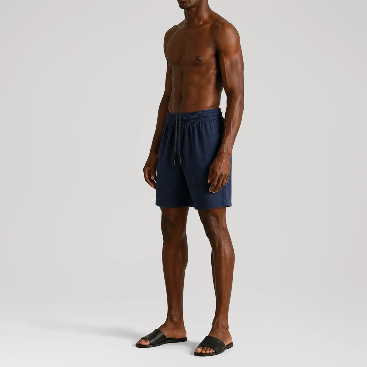 TerraLinen Indigo Classic Shorts, side view