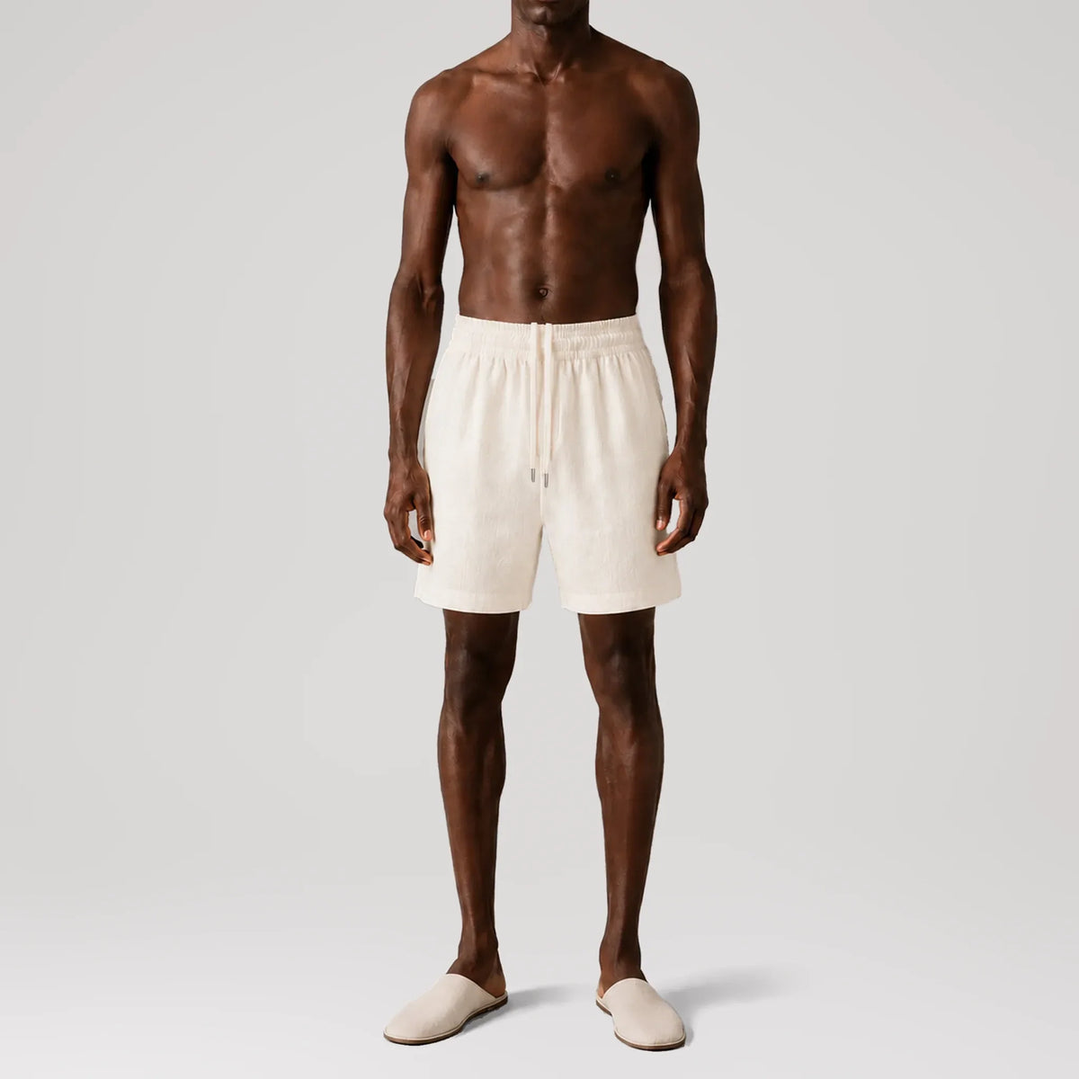 TerraLinen Ivory Classic Shorts, front view