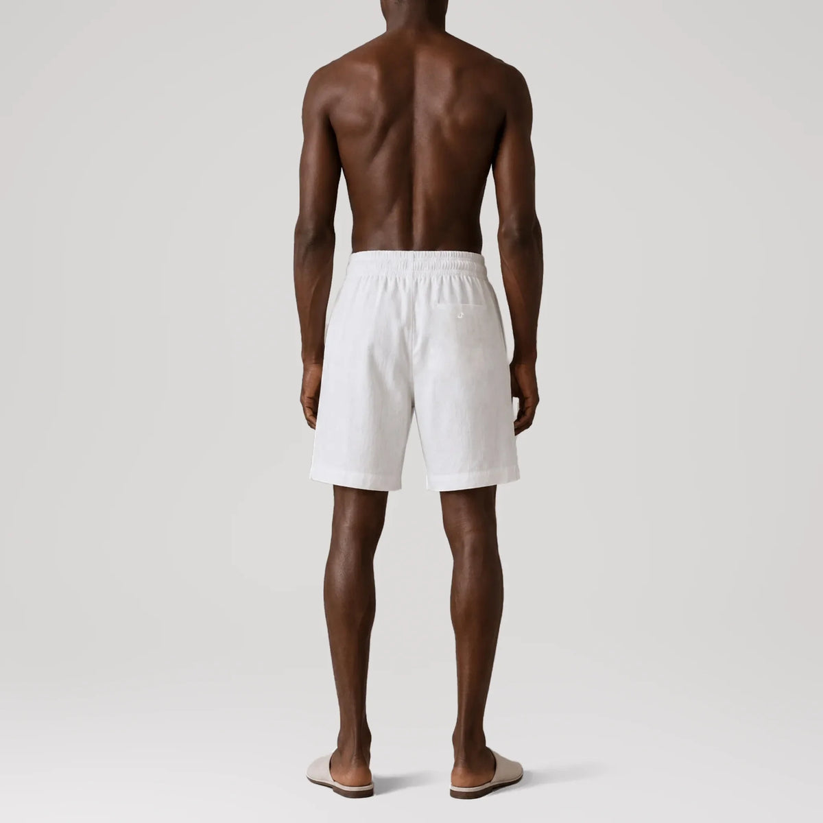 TerraLinen White Classic Shorts, back view