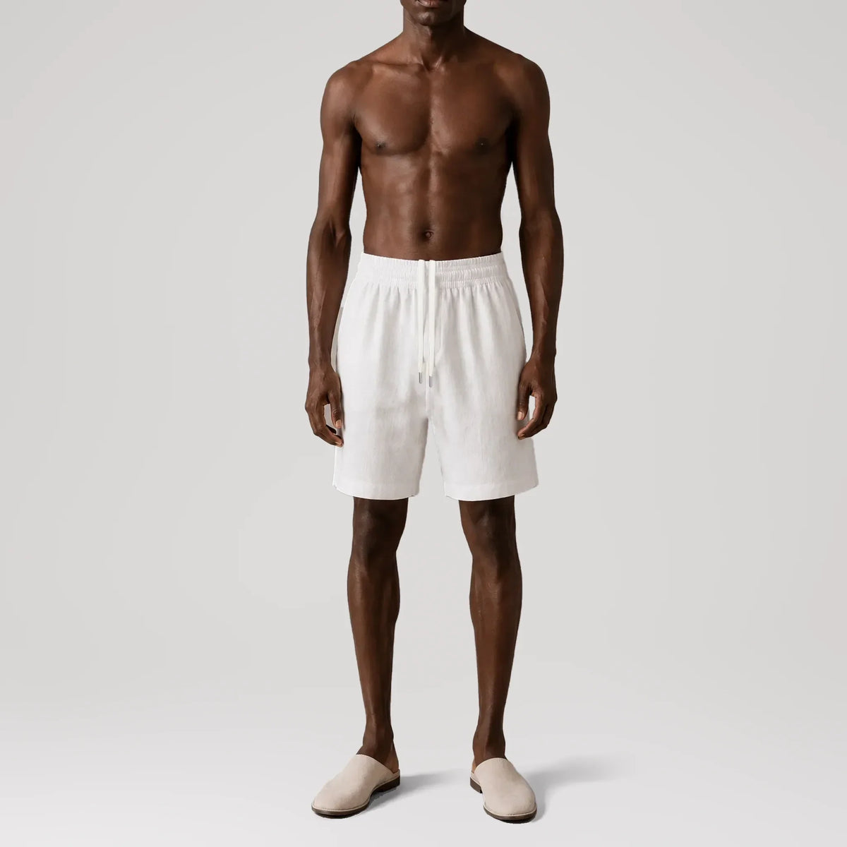 TerraLinen White Classic Shorts, front view