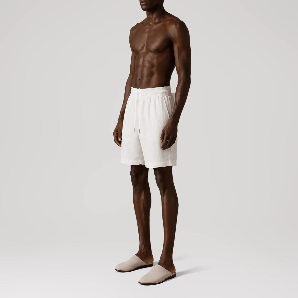 TerraLinen White Classic Shorts, side view