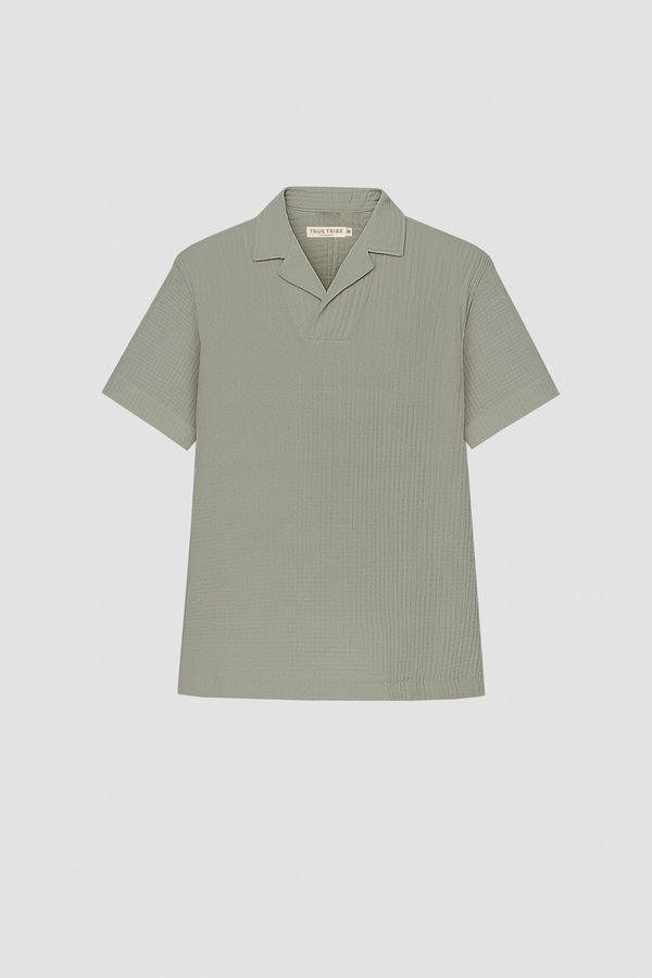AngelWeave Khaki Gauze Polo Shirt