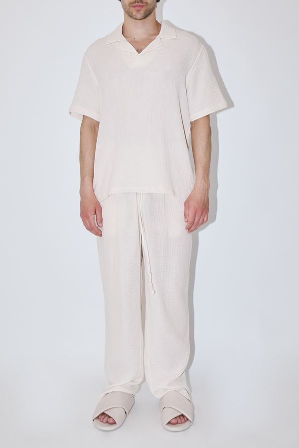 AngelWeave Ivory Gauze Polo Shirt