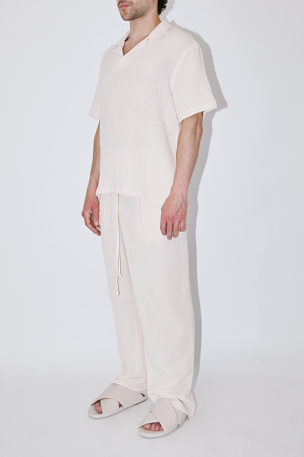 AngelWeave Ivory Gauze Polo Shirt