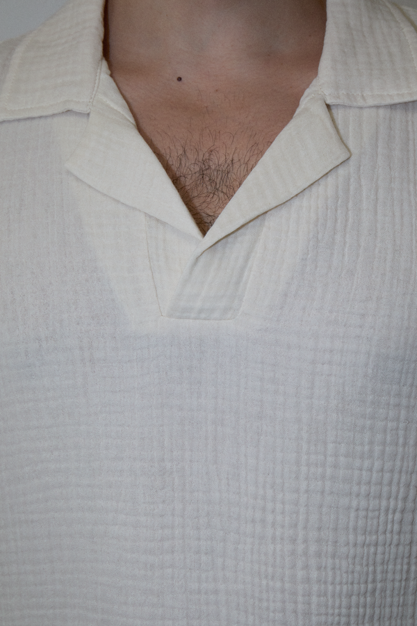 AngelWeave Ivory Gauze Polo Shirt