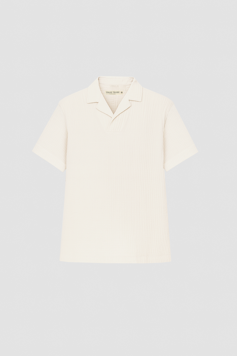 AngelWeave Ivory Gauze Polo Shirt