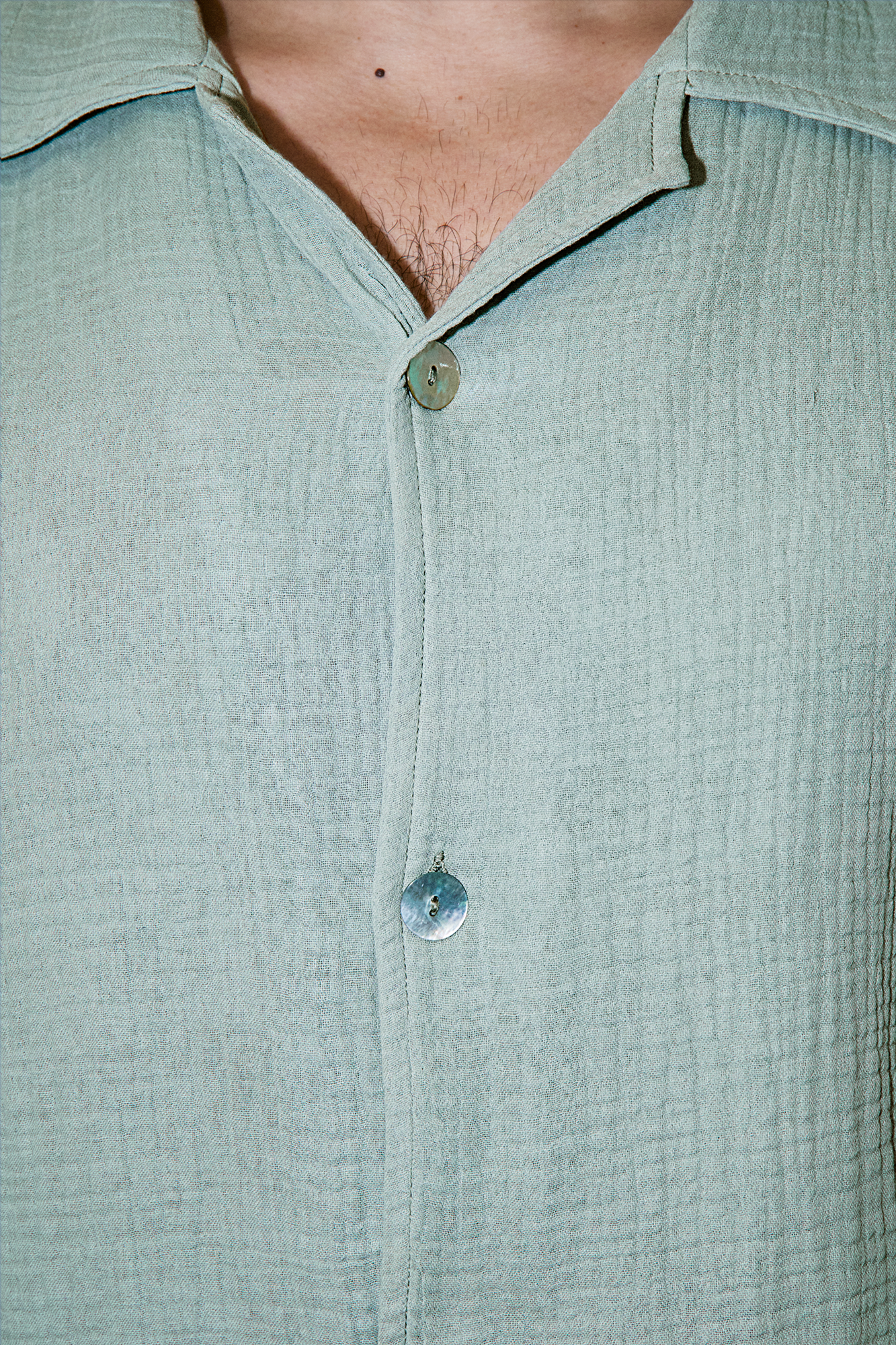 AngelWeave Almond Green Gauze Resort Shirt