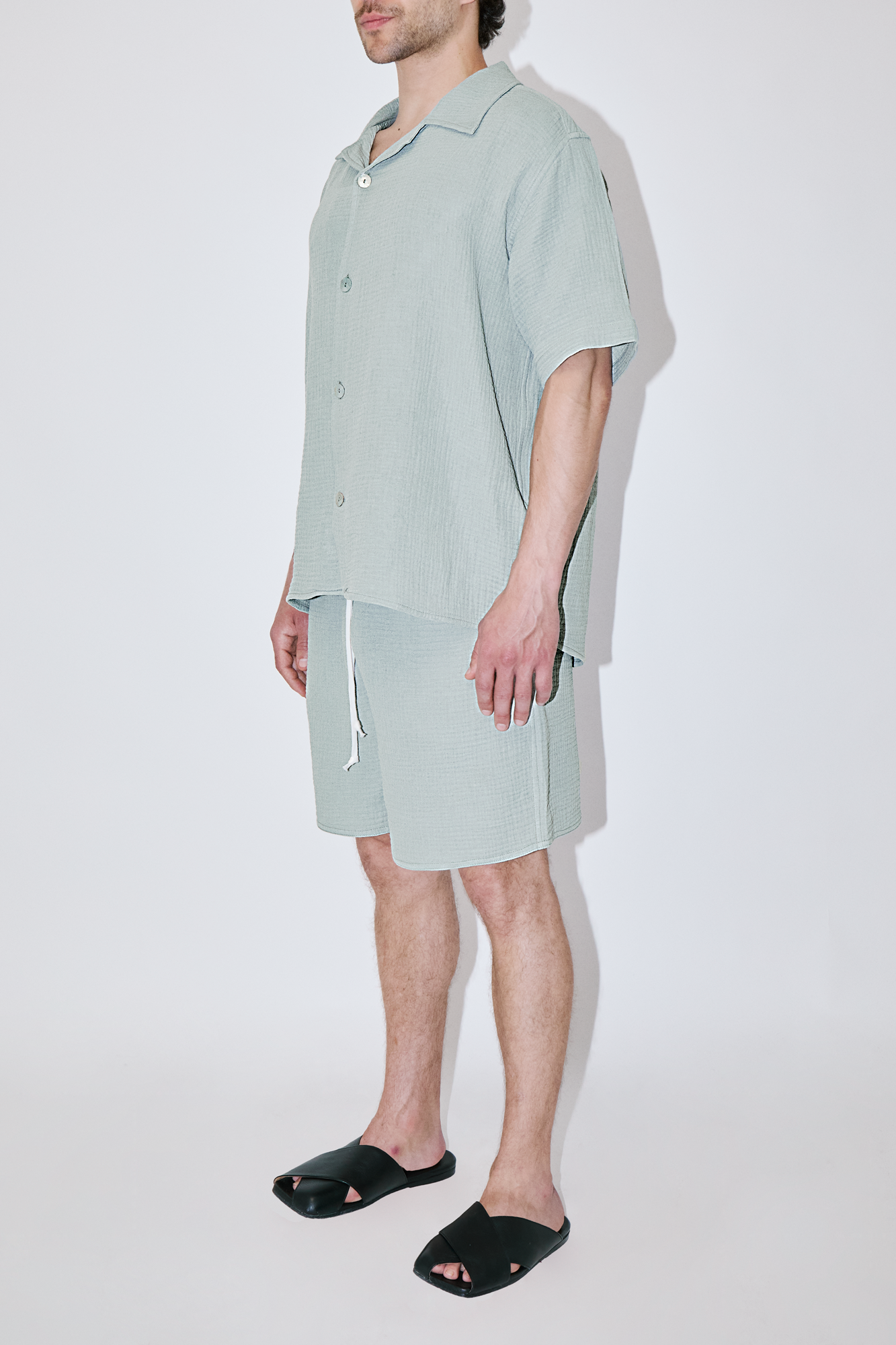 AngelWeave Almond Green Gauze Resort Shirt