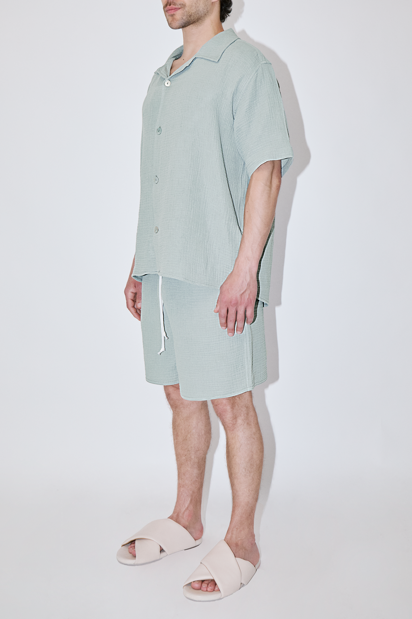 AngelWeave Almond Green Gauze Resort Shirt