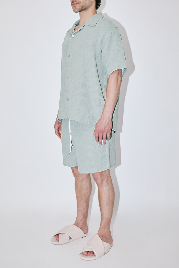 AngelWeave Almond Green Gauze Resort Shirt