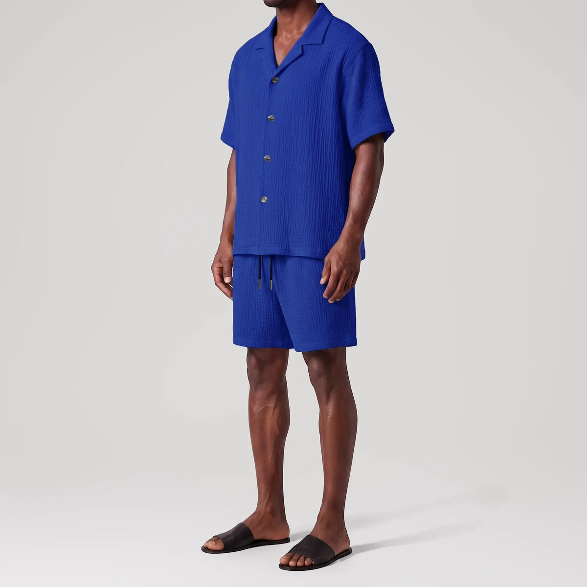 Chemise resort AngelWeave Indigo, vue de profil