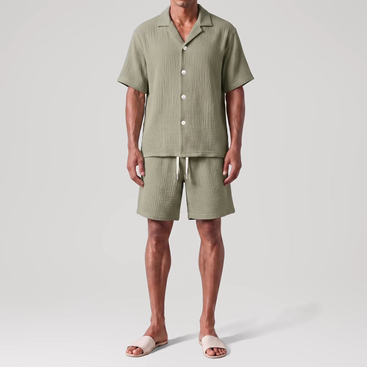 AngelWeave Khaki Resort Shirt, front view