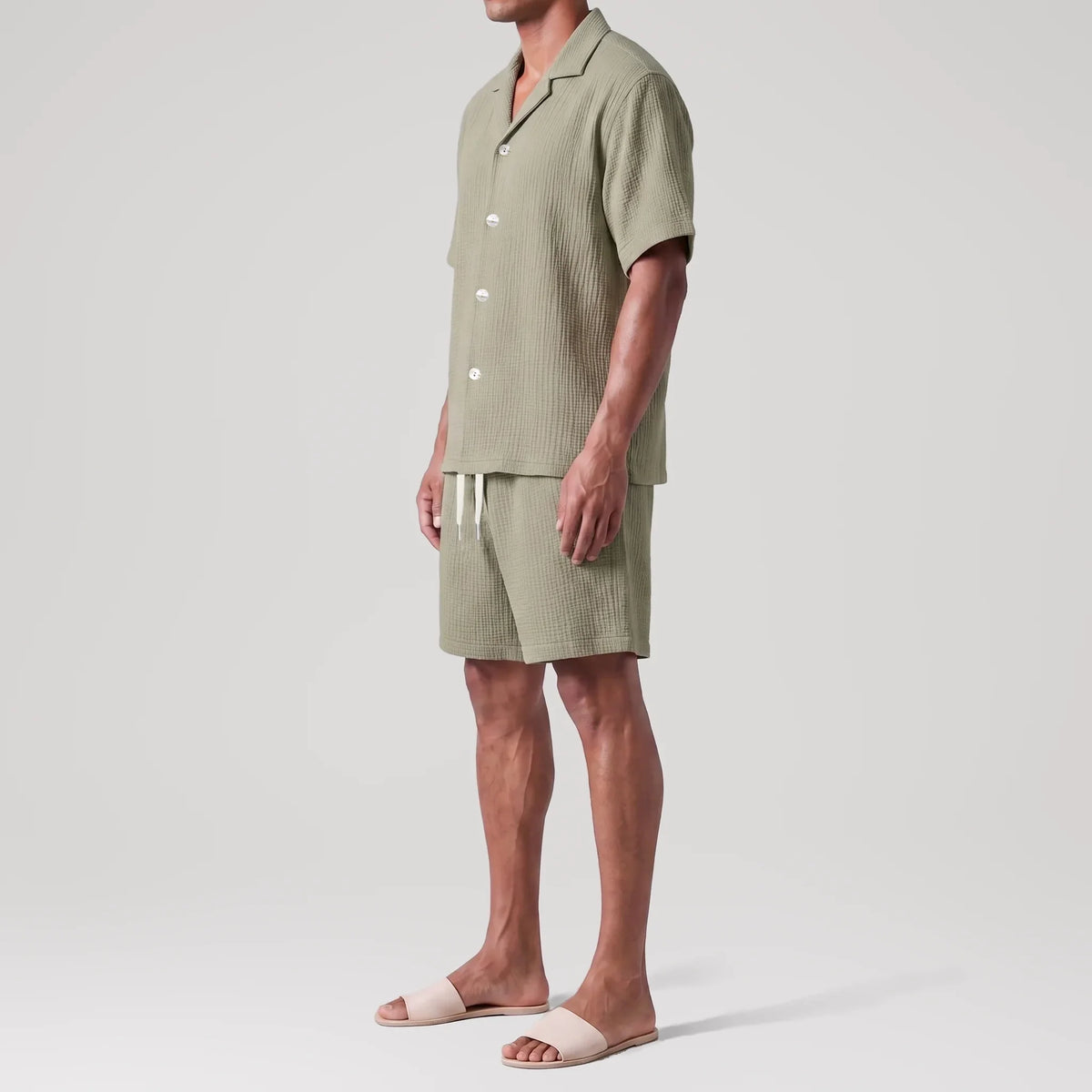 AngelWeave Khaki Resort Shirt, side view