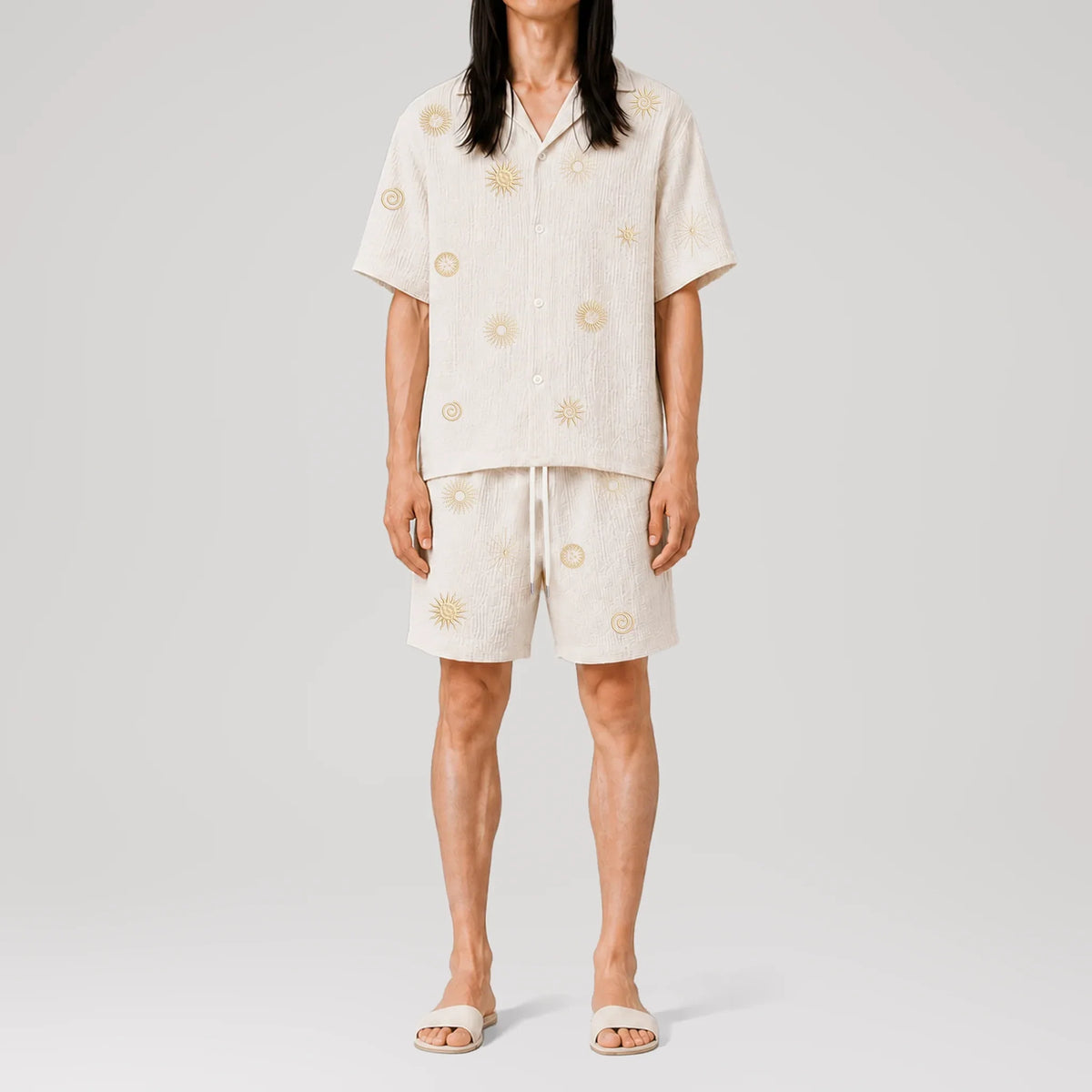 AngelWeave Solar Embroidered Resort Shirt, front view