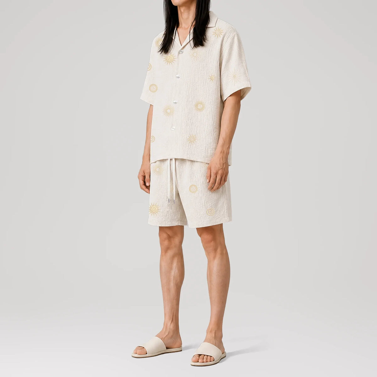 AngelWeave Solar Embroidered Resort Shirt, side view