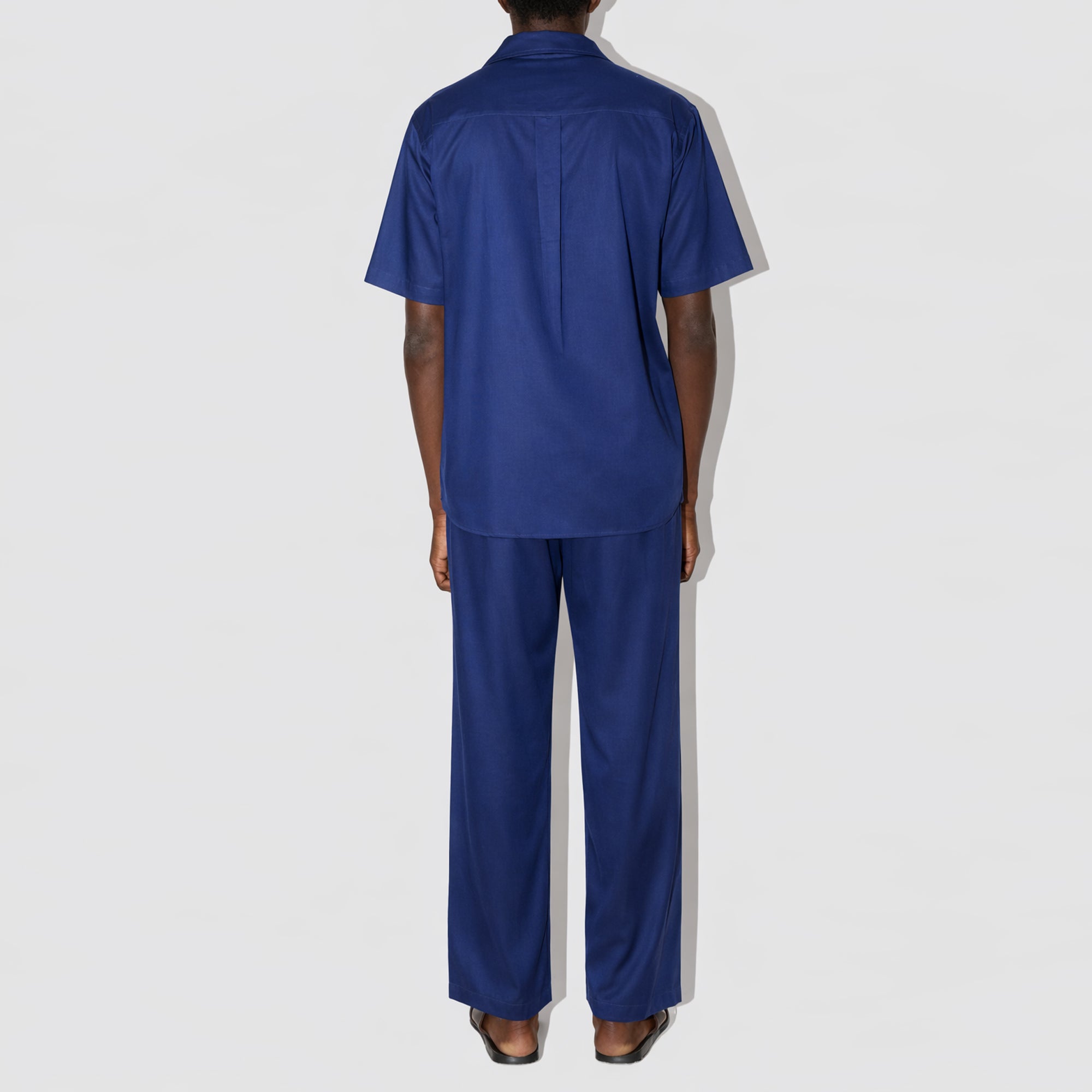 GizeFine Navy Satin Resort Shirt