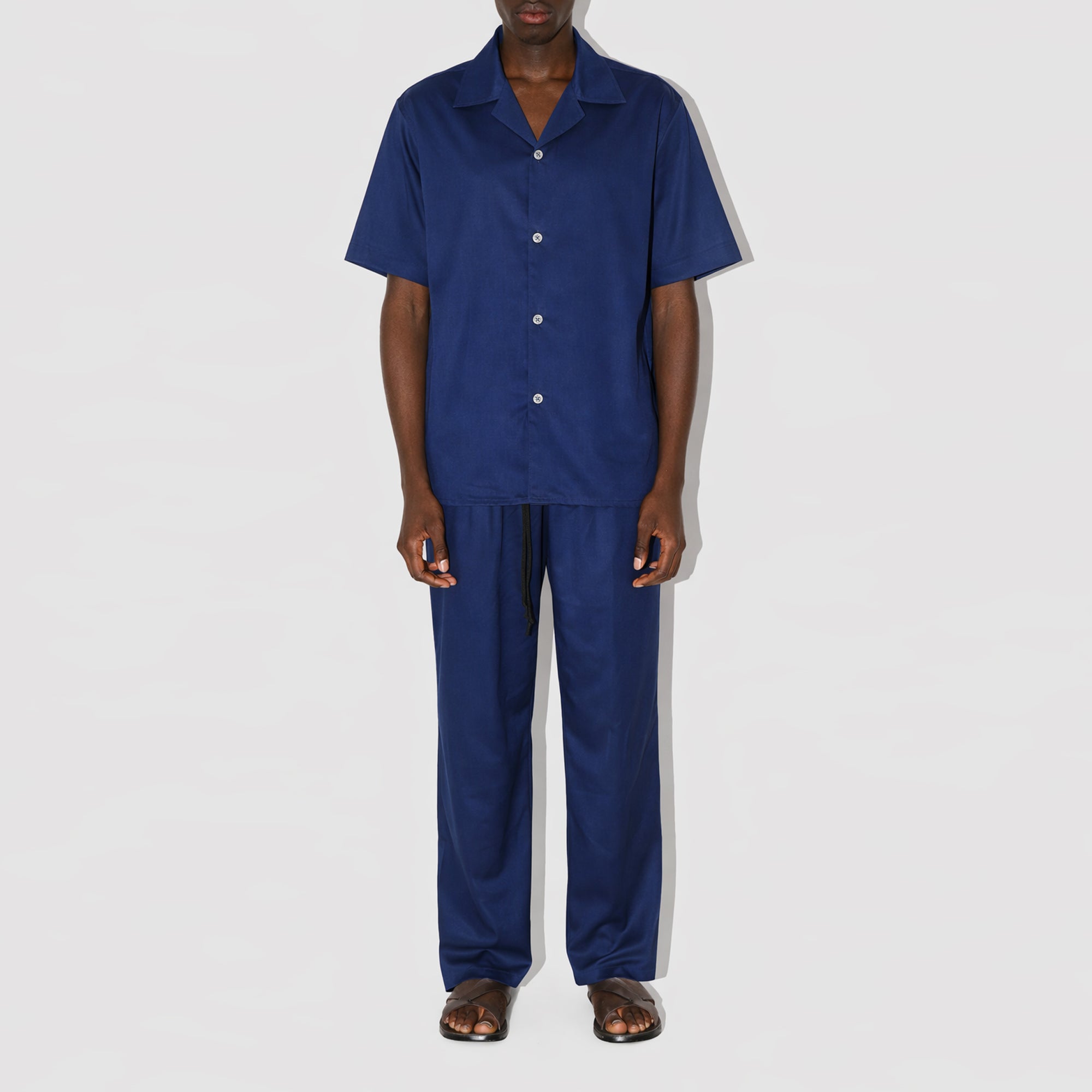 GizeFine Navy Satin Resort Shirt