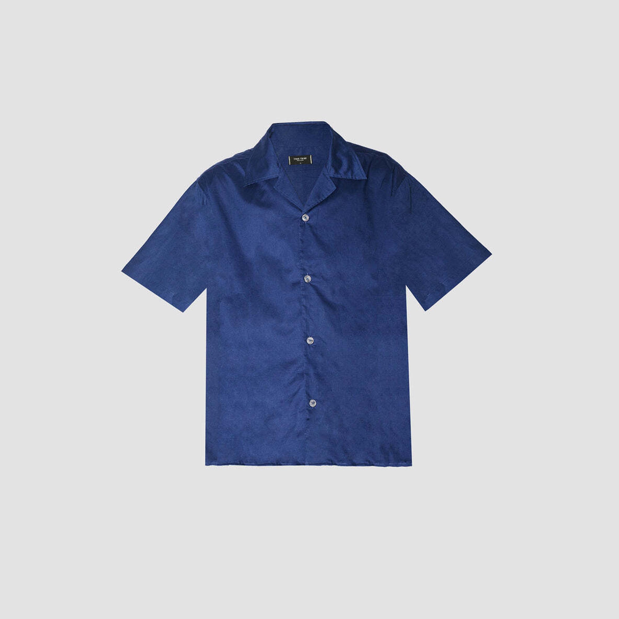 GizeFine Navy Satin Resort Shirt