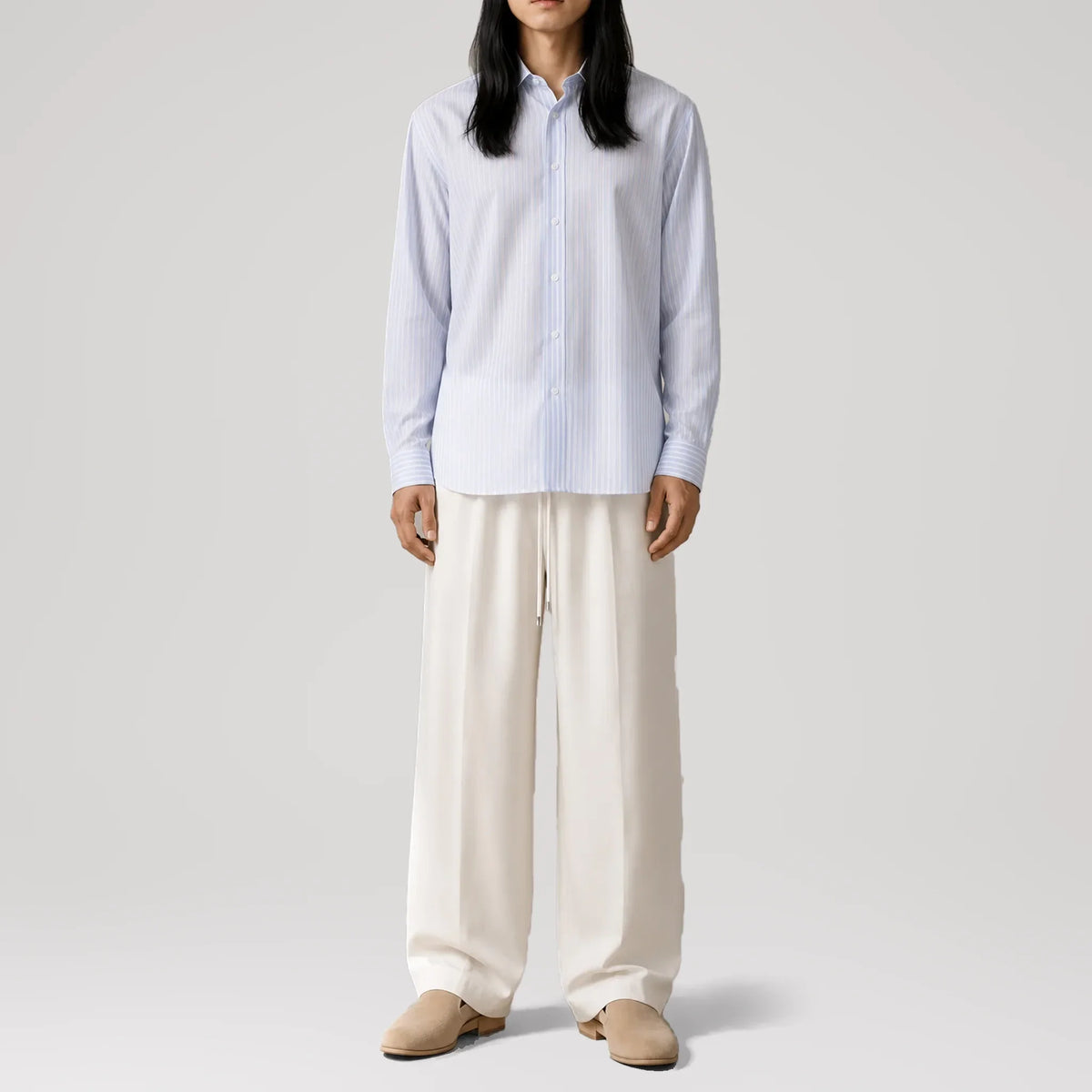 BreathAir Chambray Stripe Classic Shirt, front view