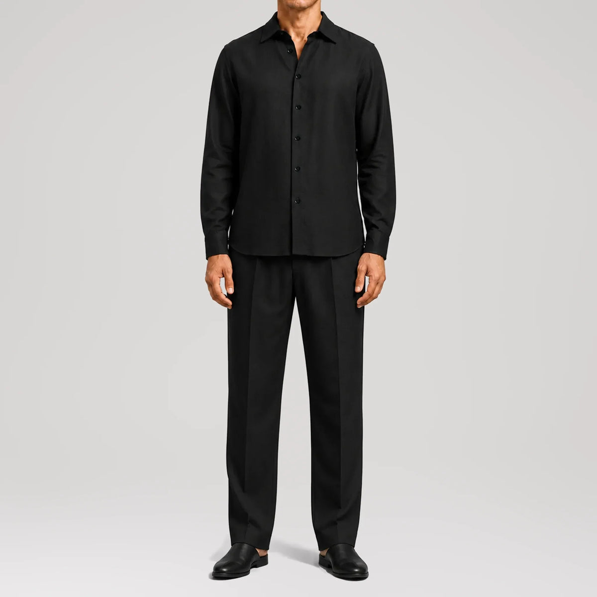 MicroTwill Black Classic Shirt, front view