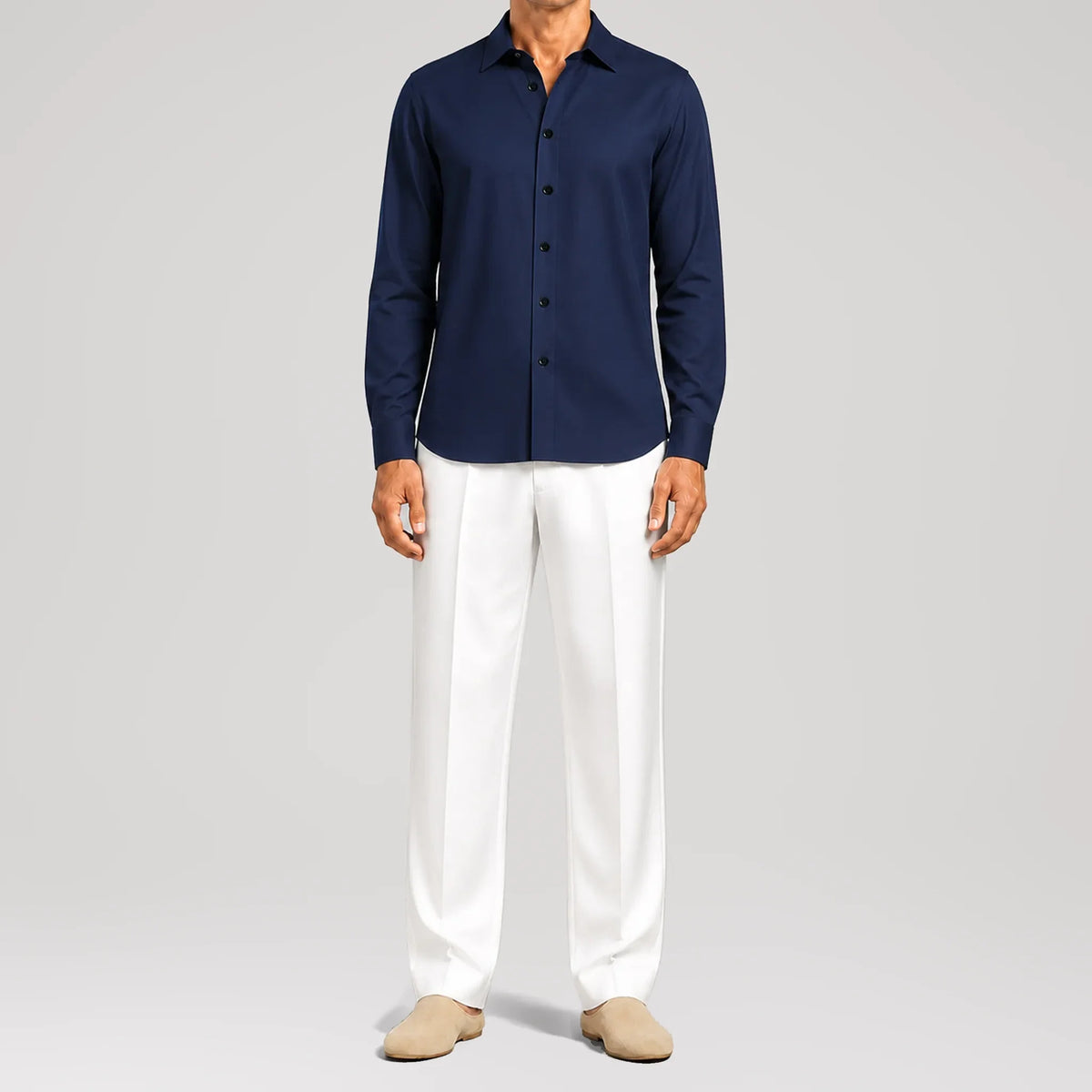 MicroTwill Navy Classic Shirt, front view