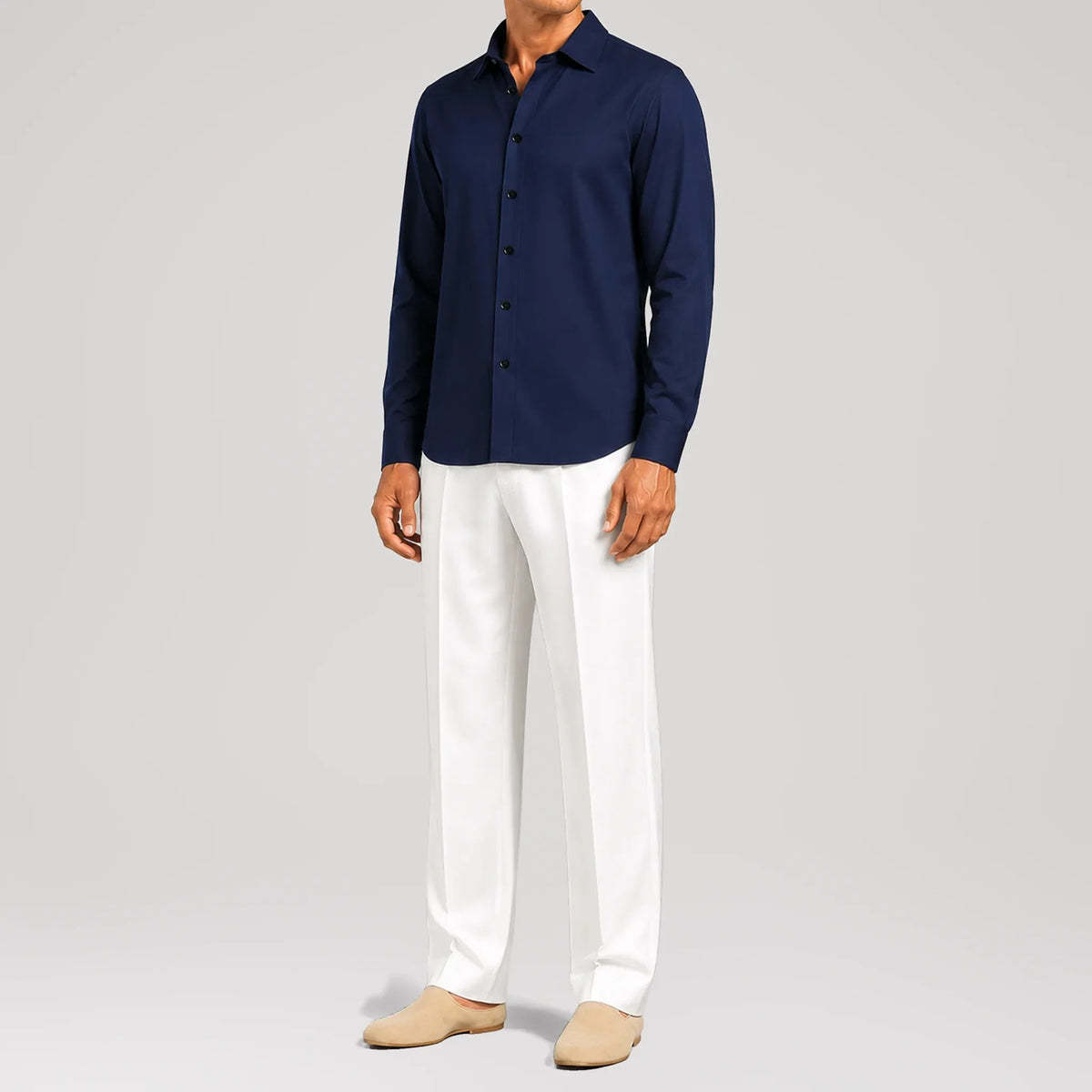 MicroTwill Navy Classic Shirt, side view
