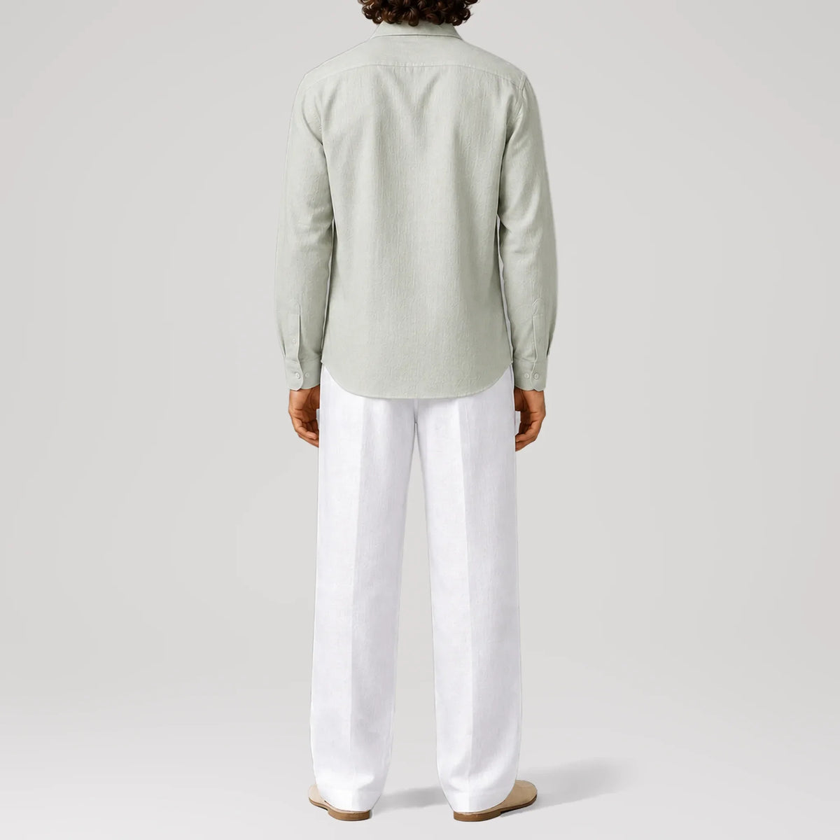 TerraLinen Almond Classic Shirt, back view