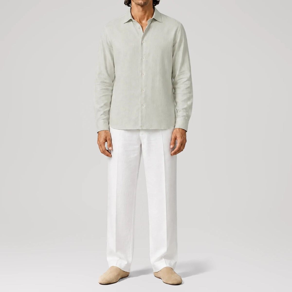 TerraLinen Almond Classic Shirt, front view