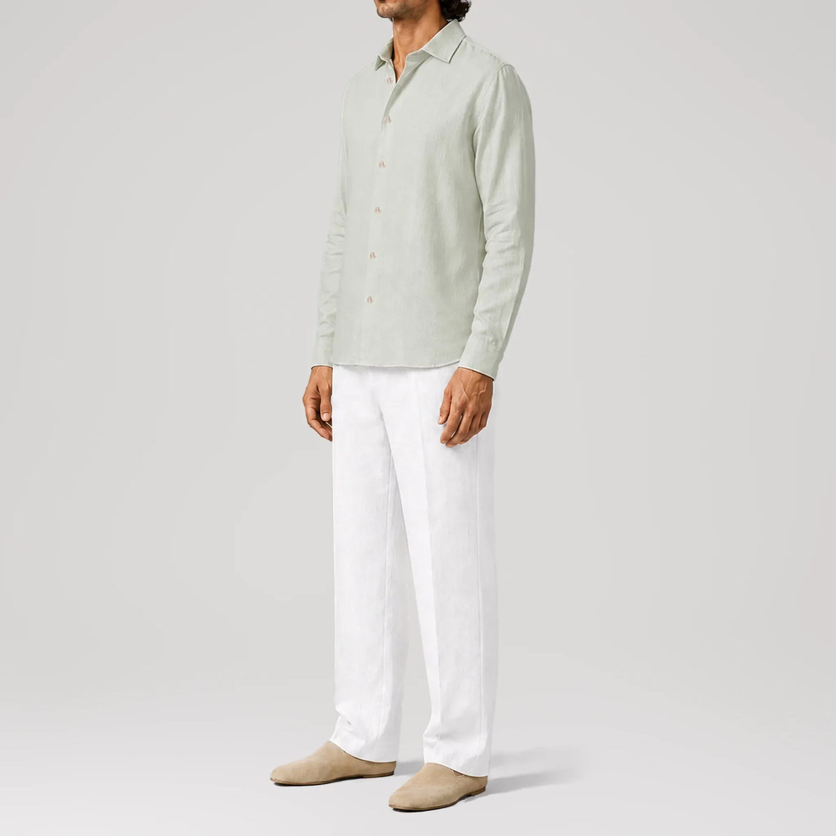 TerraLinen Almond Classic Shirt, side view