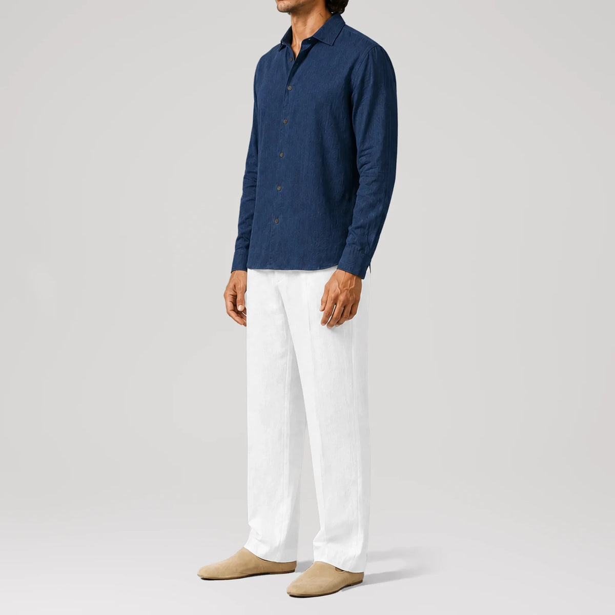 TerraLinen Indigo Classic Shirt, side view