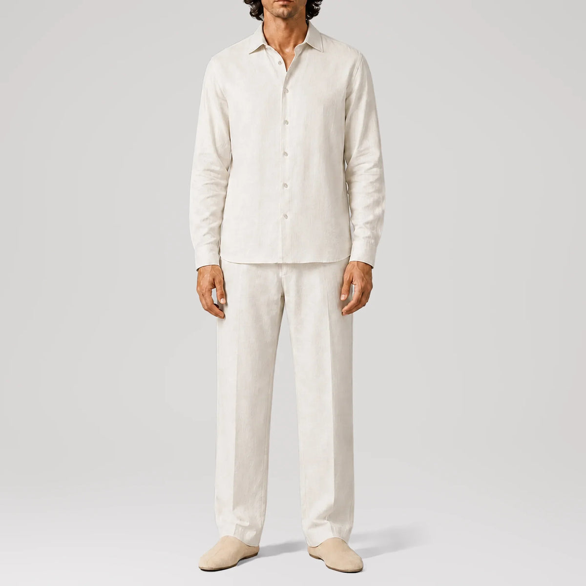 TerraLinen Ivory Classic Shirt, front view