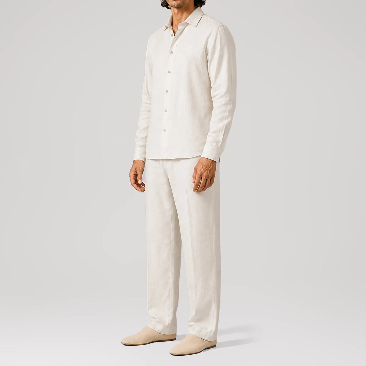 TerraLinen Ivory Classic Shirt, side view