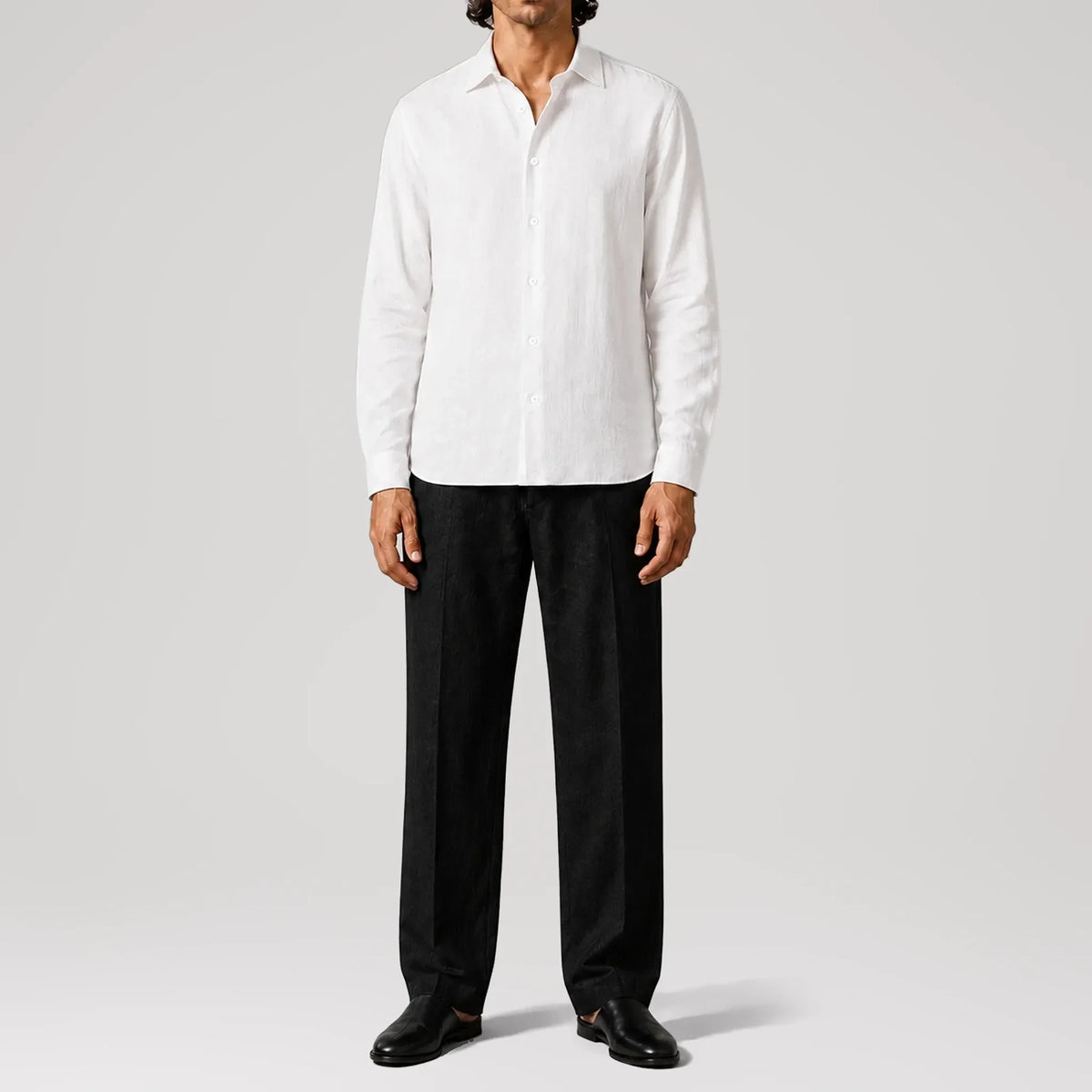 TerraLinen White Classic Shirt, front view