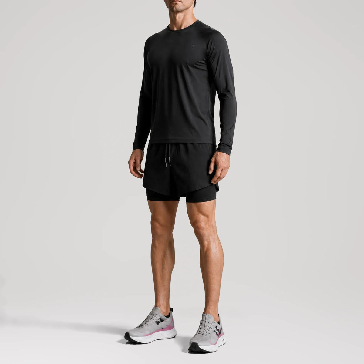 Renew Black Performance Long Sleeve Tee, side view