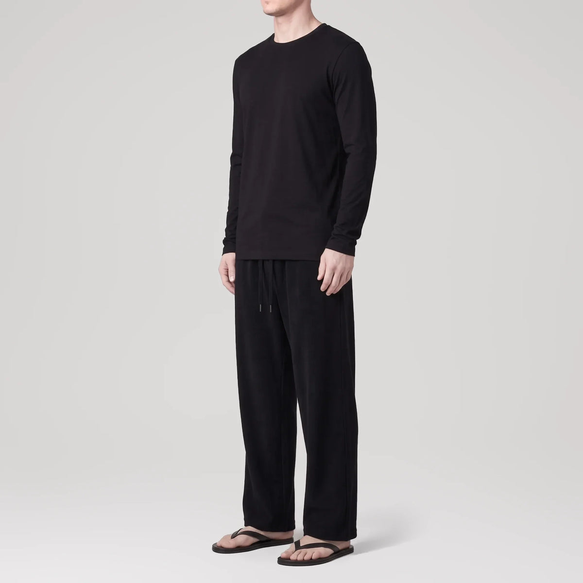 ElevaPima Black Long Sleeve Tee, side view