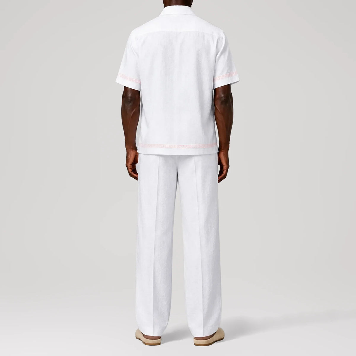 TerraLinen Nomad Script White Riviera Shirt, back view