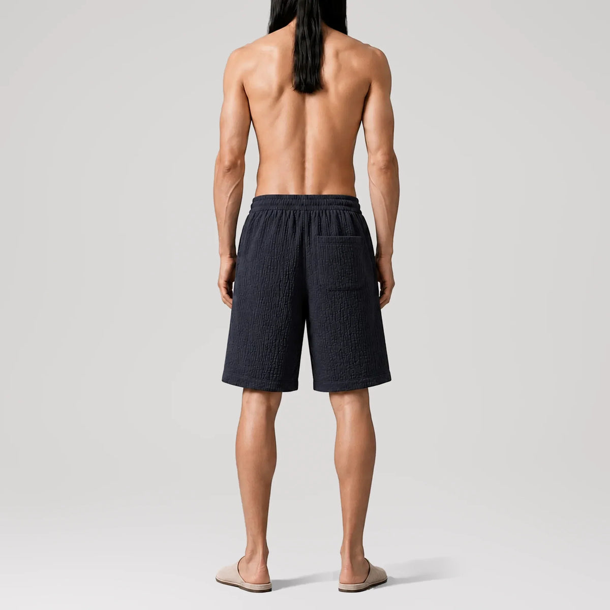 AngelWeave Midnight Gauze Bermuda Shorts, back view
