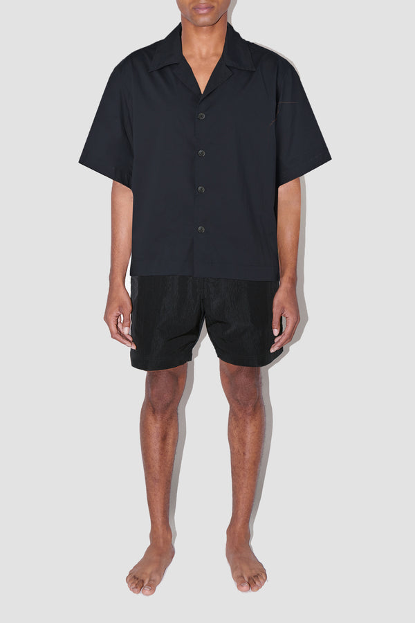 SmoothWeave Black Micro Twill Cuban Shirt